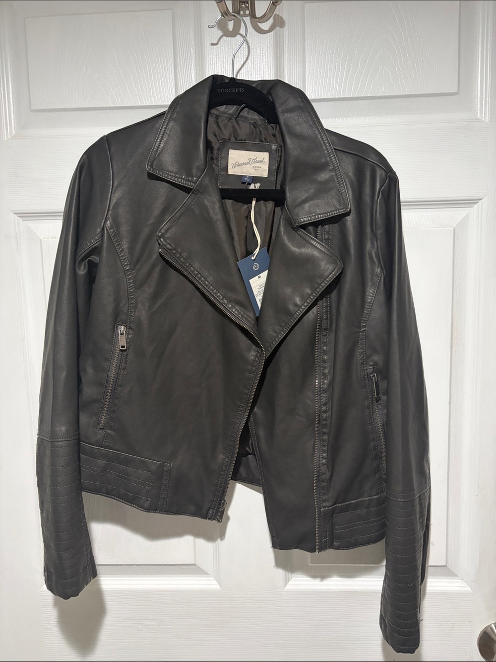 Universal Thread Charcoal Faux Leather Moto Jacket